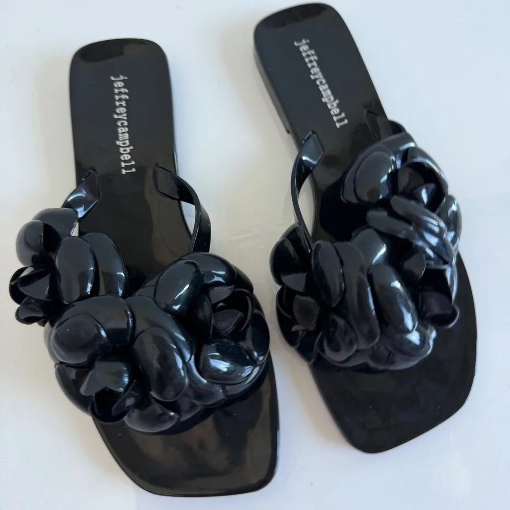 Jeffrey Campbell Fleuris Jelly Flip-Flop Sandals Size 37 - Picture 1 of 8